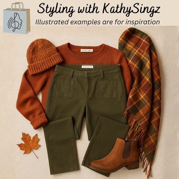 Coldwater Creek Pants Size 18 Olive Green Natural Fit Casual Fall Style - Picture 3 of 12